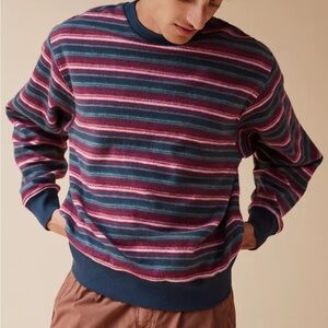 Retro Vintage Inspired UO Reverse Stripe Crew Neck Sweatshirt